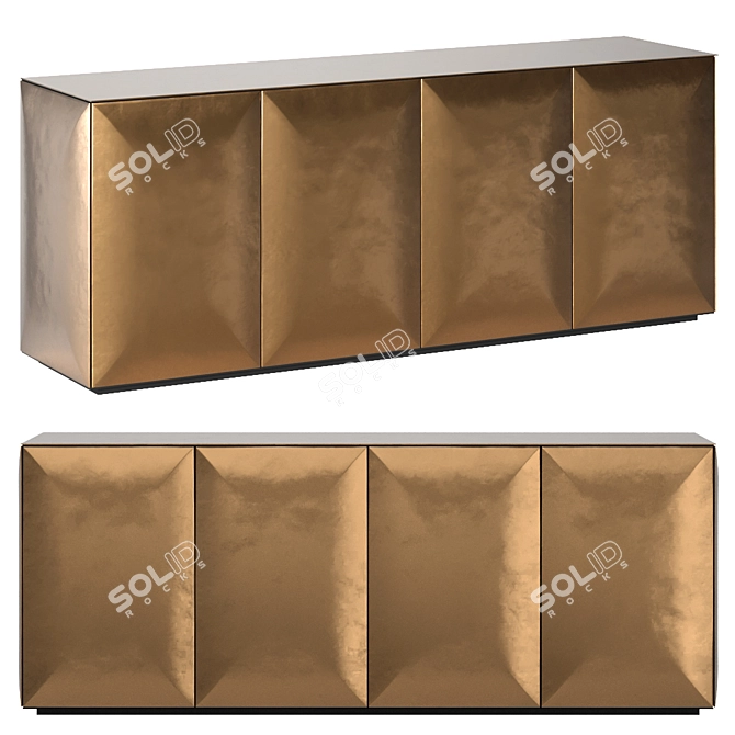 Metal Hinged Doors Sideboard Sculpt 3D model image 2