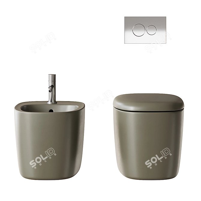 Plural Wall-Hung WC Set 3D model image 4