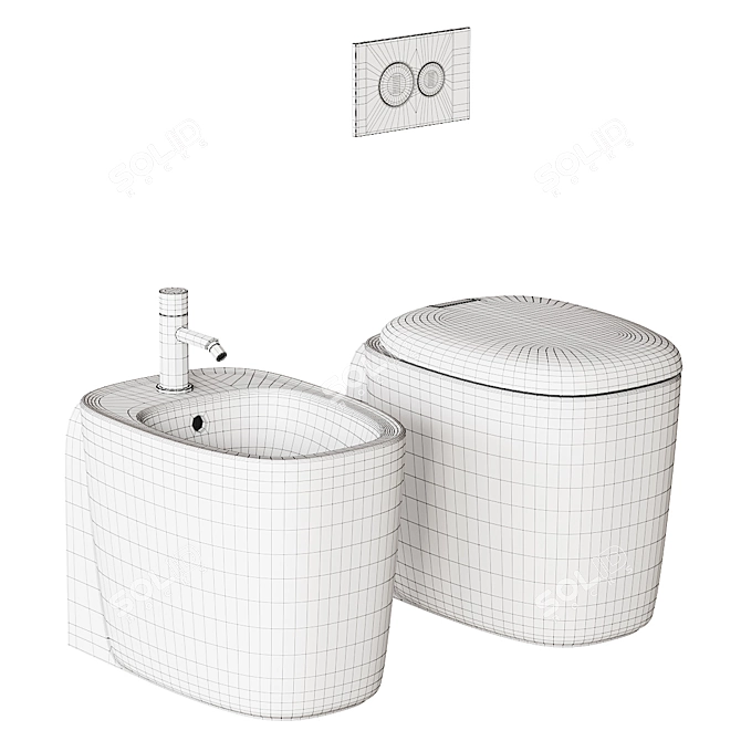 Plural Wall-Hung WC Set 3D model image 6