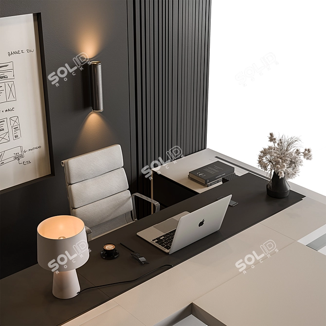 Executive Boss Desk - Workstation Transform 3D model image 2