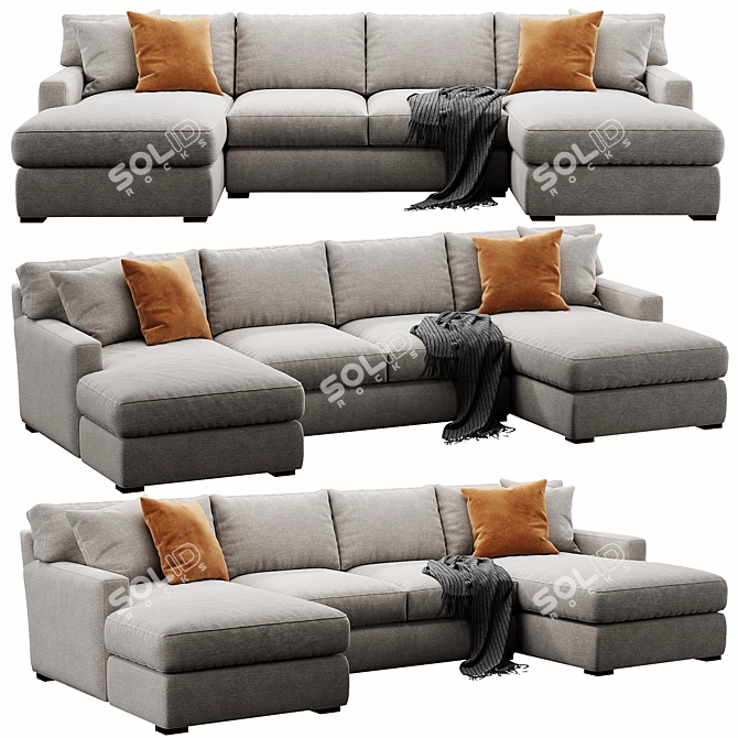 Luxury Axis Sectional Sofa Sets 3D model image 2