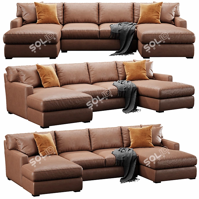 Luxury Axis Sectional Sofa Sets 3D model image 3