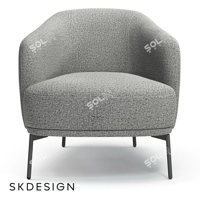 Elegant Kudo High Armchair 3D model image 2