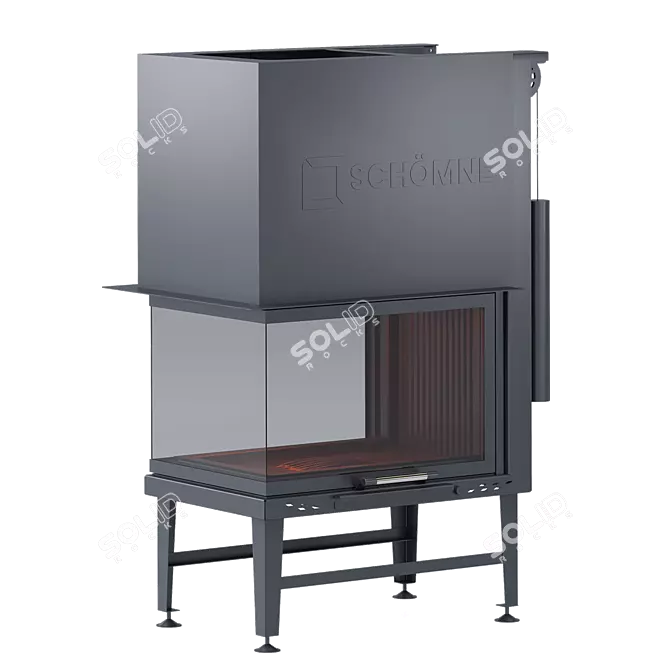 Modern Metal Villa Fireplace 3D model image 1