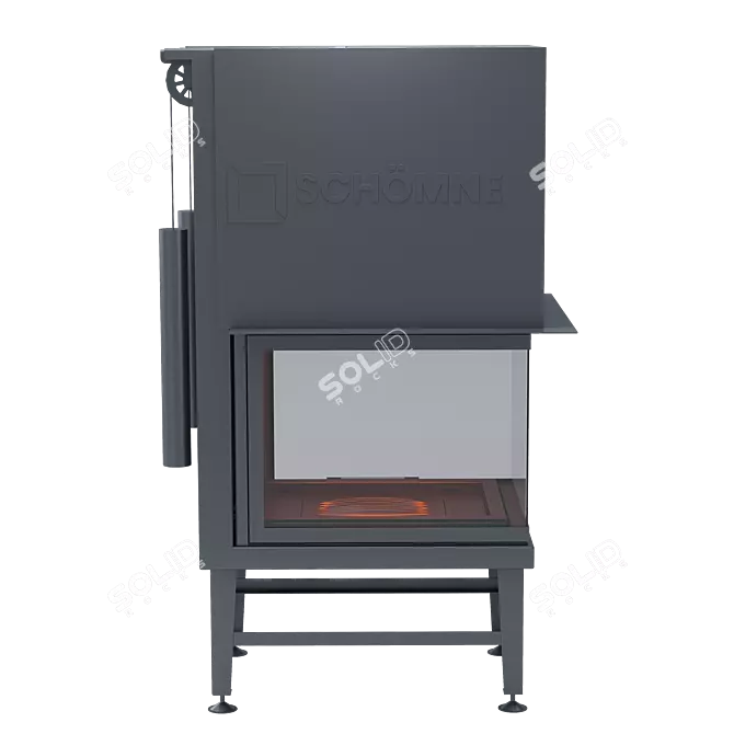 Modern Metal Villa Fireplace 3D model image 2