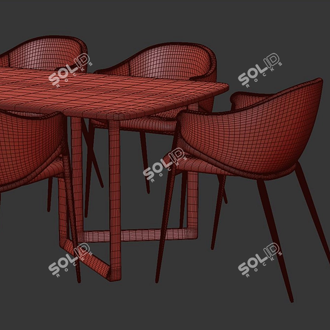 Luxury Brass Mink Dining Set 3D model image 4