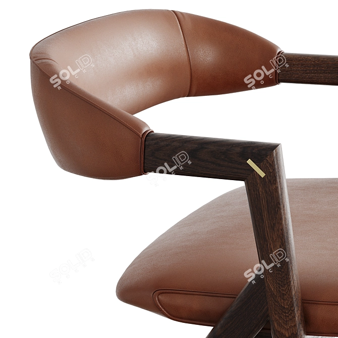 Elegant Anita Leather Dining Chair 3D model image 5