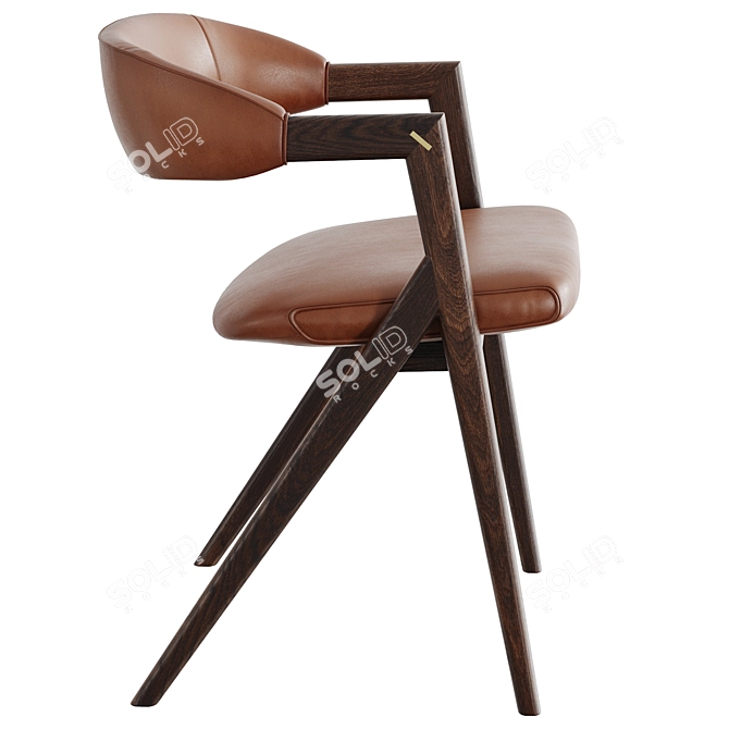 Elegant Anita Leather Dining Chair 3D model image 10