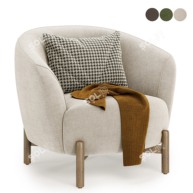 Stylish Kragelund Gran Armchair - 3 Colors 3D model image 1