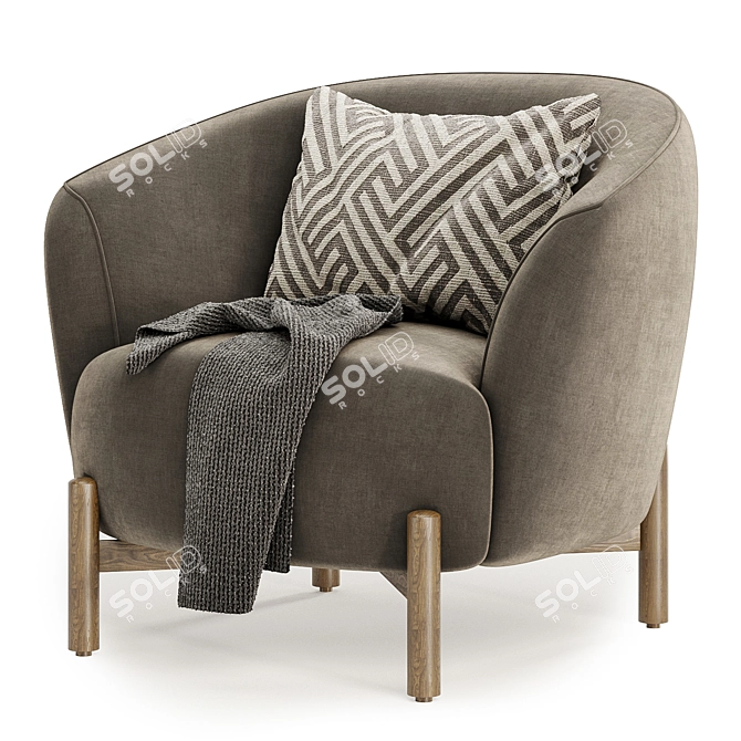 Stylish Kragelund Gran Armchair - 3 Colors 3D model image 4