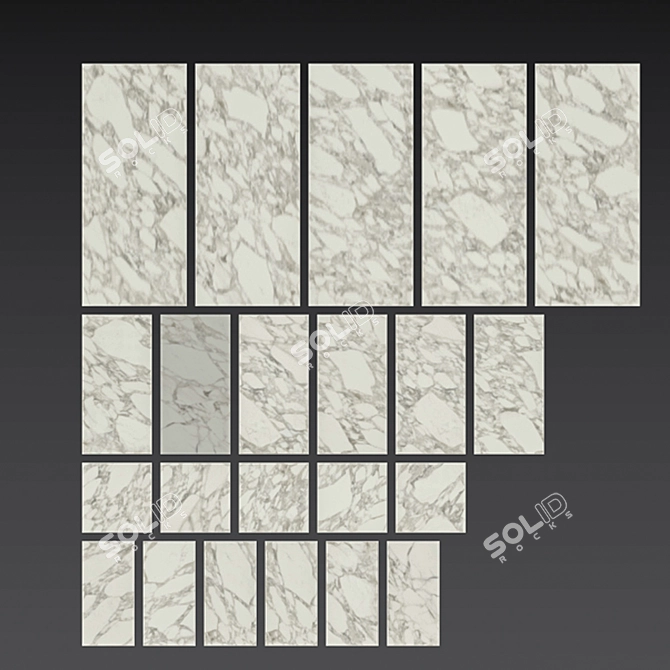 Deluxe Arabescato White Ceramic Tile 3D model image 3