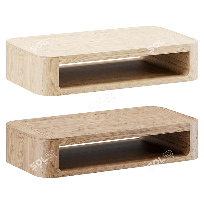 Modern Rustic Wood Coffee Table 3D model image 2