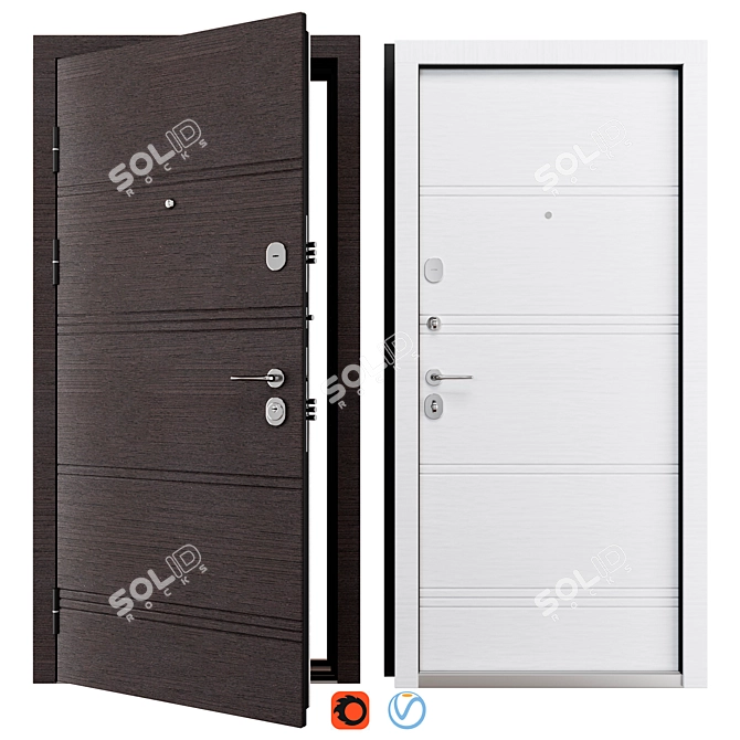 Bulat Metal Entry Door B413 3D model image 1