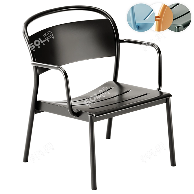 Modern Minimal Steel Armchair Set 3D model image 1