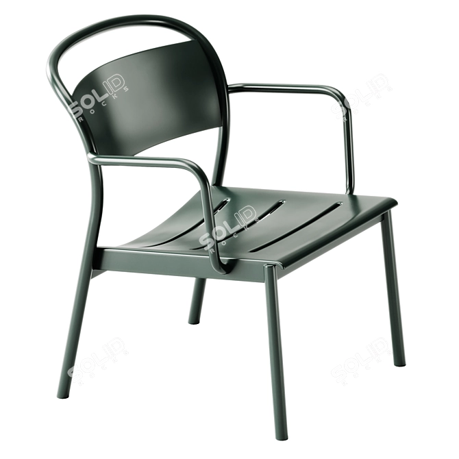 Modern Minimal Steel Armchair Set 3D model image 2