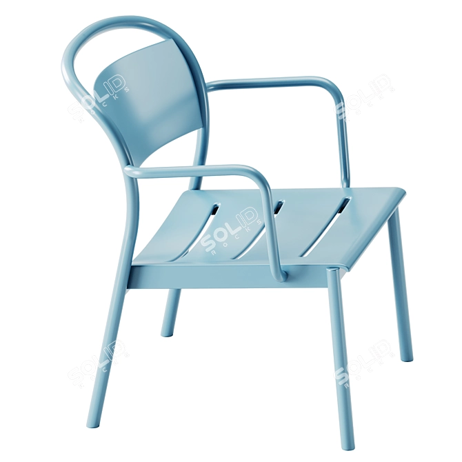 Modern Minimal Steel Armchair Set 3D model image 3
