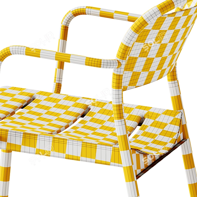 Modern Minimal Steel Armchair Set 3D model image 7