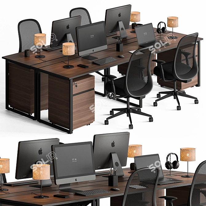 Office Desk and Chair Set 3D model image 1