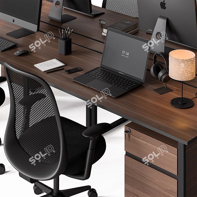 Office Desk and Chair Set 3D model image 3