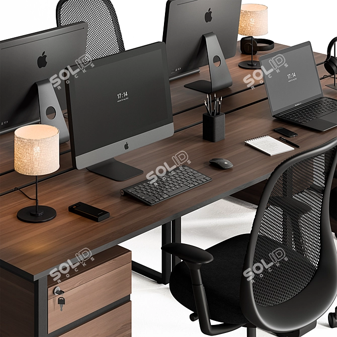 Office Desk and Chair Set 3D model image 4