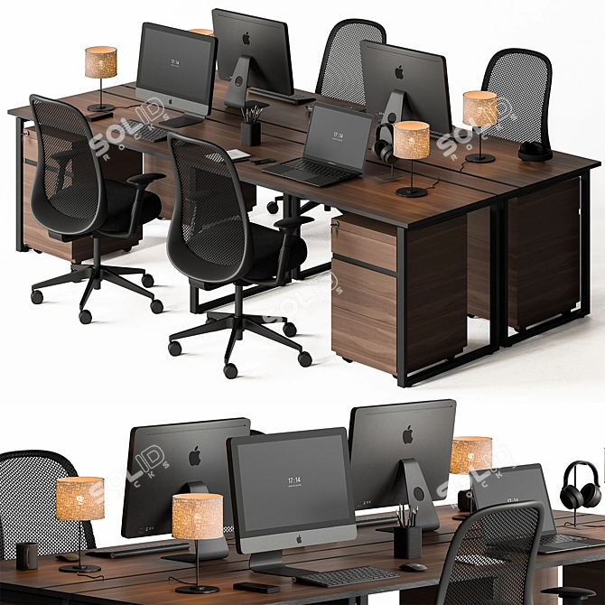 Office Desk and Chair Set 3D model image 5