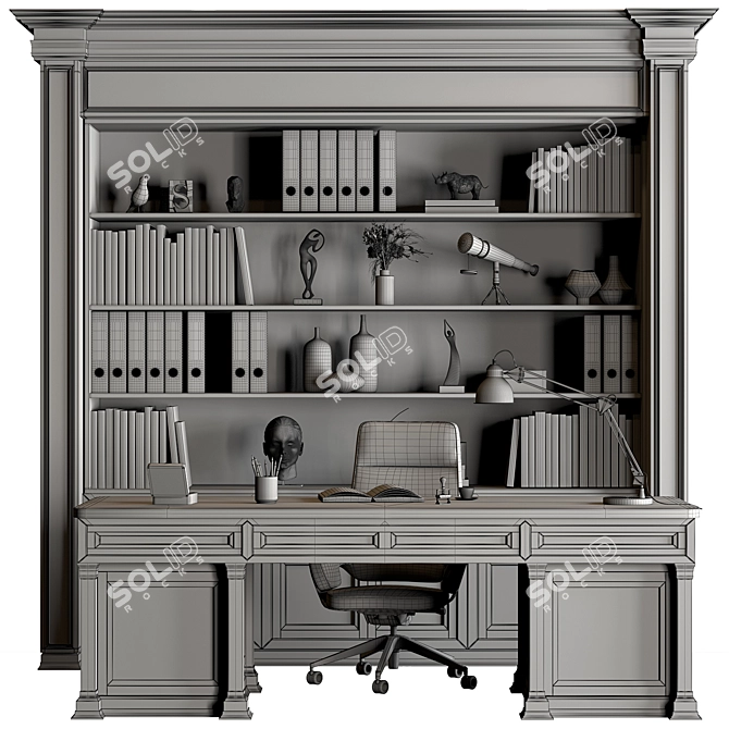 Executive Office Desk Furniture 591 3D model image 4