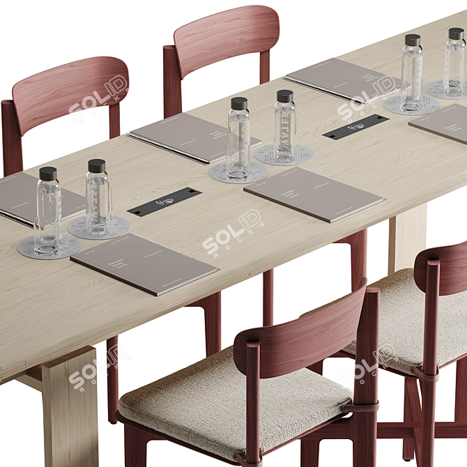 Modern Wooden Conference Table 3D model image 4