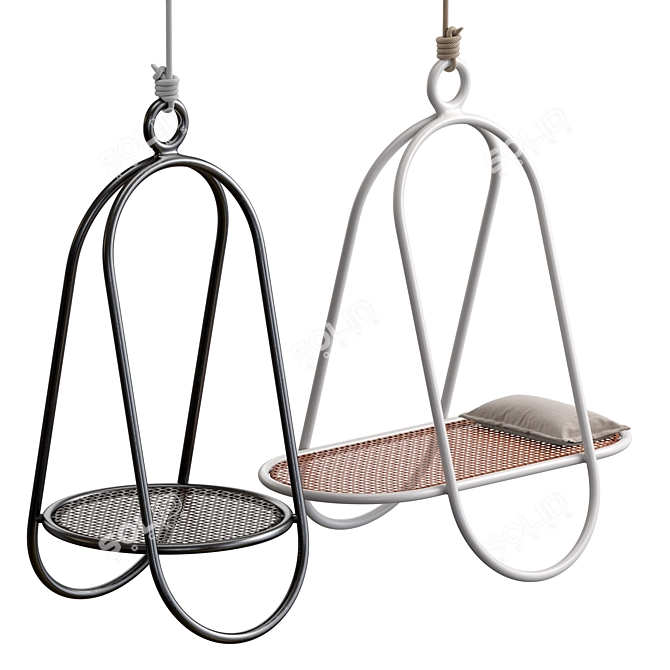 Modern Hanging Swing Chair, Aluminum 3D model image 1