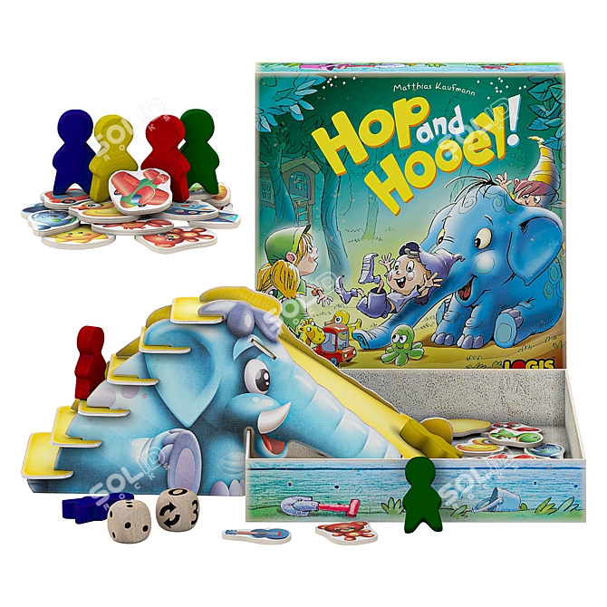 Tabletop Kids' Game Blue Elephant 3D model image 1