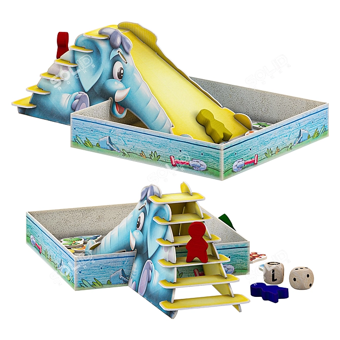 Tabletop Kids' Game Blue Elephant 3D model image 2