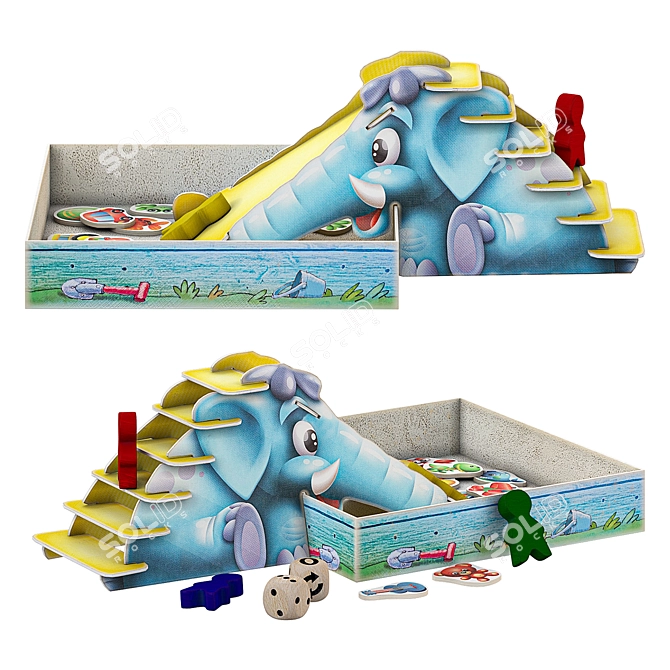 Tabletop Kids' Game Blue Elephant 3D model image 3