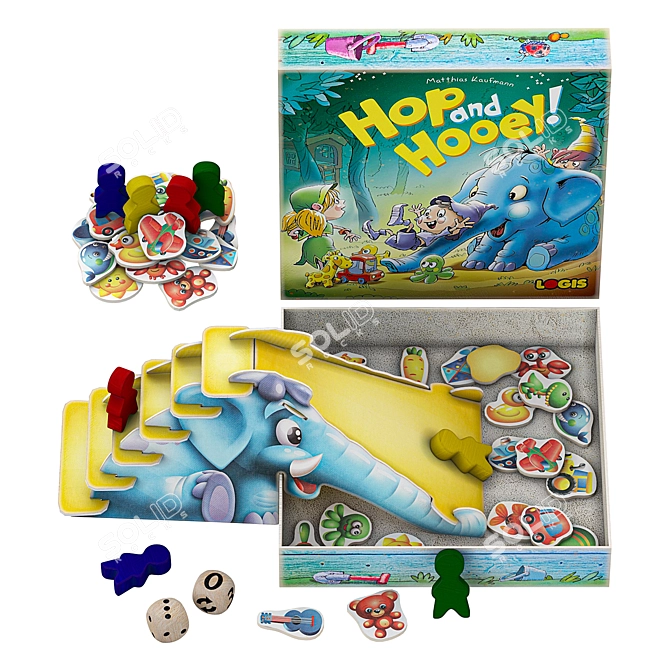 Tabletop Kids' Game Blue Elephant 3D model image 4