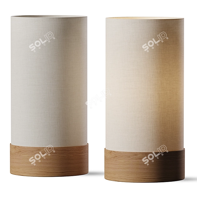 Minimalist Wood and Cotton Lamp 3D model image 1