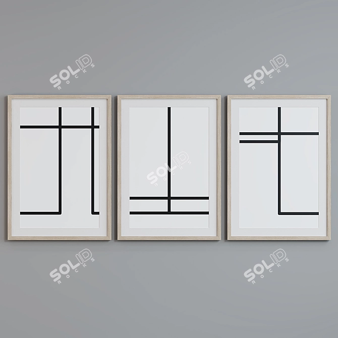 Modern Plant Branch Picture Frame Set 3D model image 5