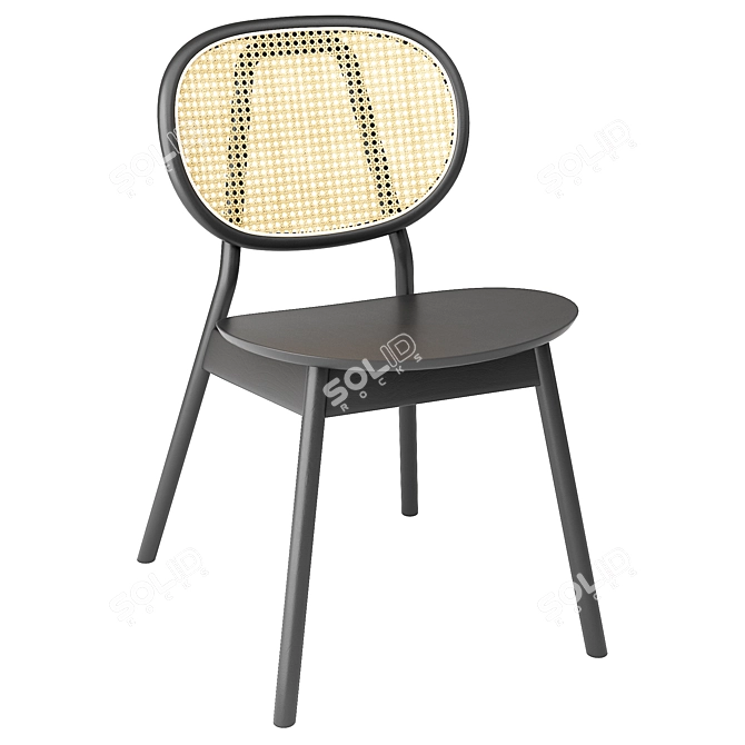 Modern Cane Rattan Dining Chair 3D model image 1