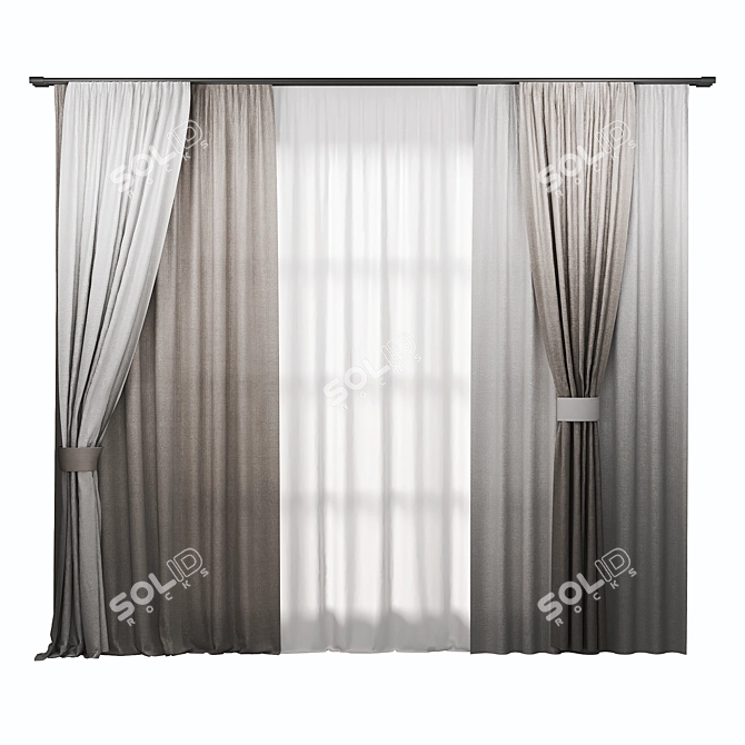 Elegant Curtain Set with 3D Formats 3D model image 1