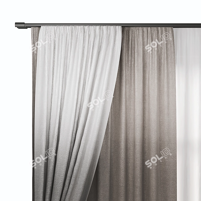 Elegant Curtain Set with 3D Formats 3D model image 2