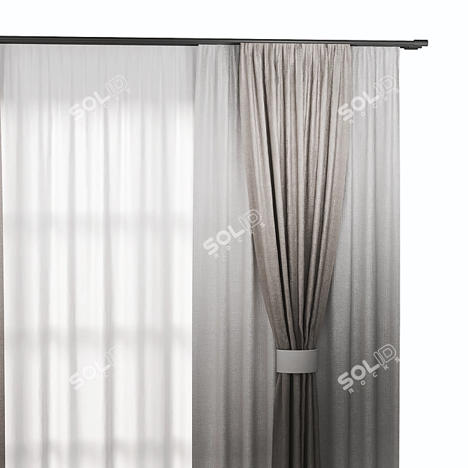 Elegant Curtain Set with 3D Formats 3D model image 3