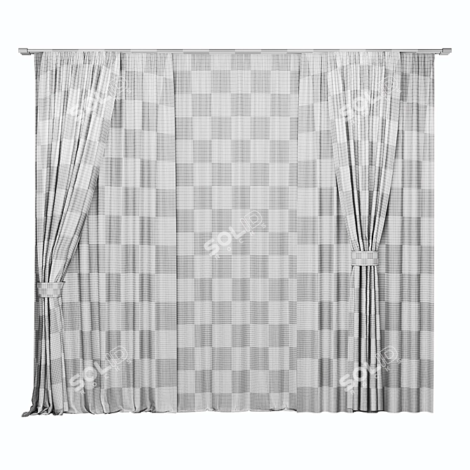 Elegant Curtain Set with 3D Formats 3D model image 4