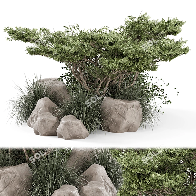 Outdoor Garden Bush Tree Set 3D model image 1