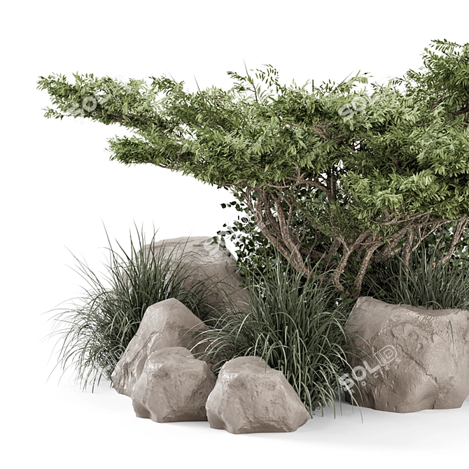 Outdoor Garden Bush Tree Set 3D model image 2