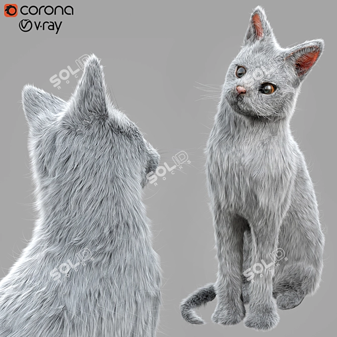 Sleek Cat Sculpture Display Piece 3D model image 1