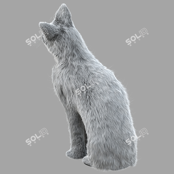 Sleek Cat Sculpture Display Piece 3D model image 4