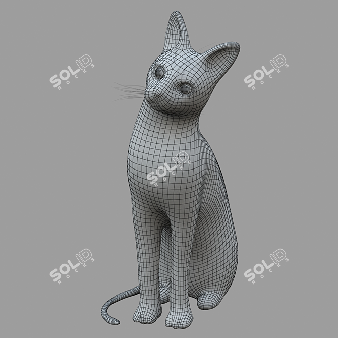 Sleek Cat Sculpture Display Piece 3D model image 5