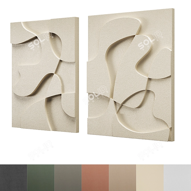 Venice Plaster Wall Art Set 3D model image 1