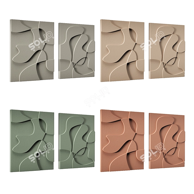 Venice Plaster Wall Art Set 3D model image 2