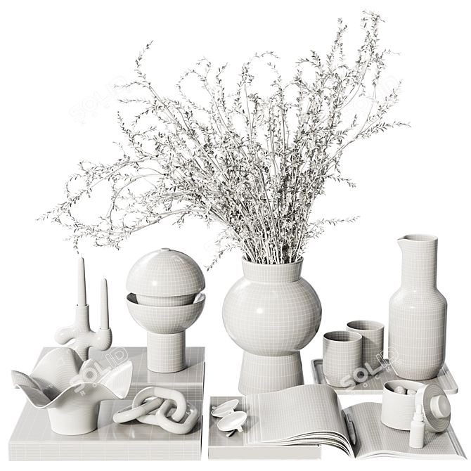 Modern Tableware Decor Set 3D model image 5