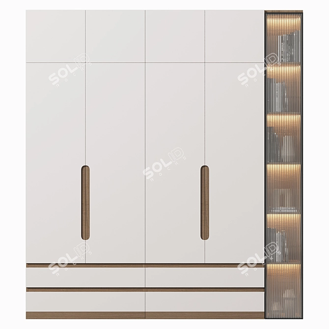 Premium Wood Wardrobe Collection 3D model image 1