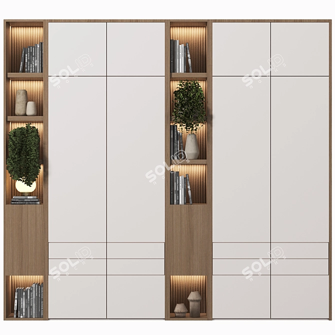 Contemporary Modular Wardrobe System 3D model image 1