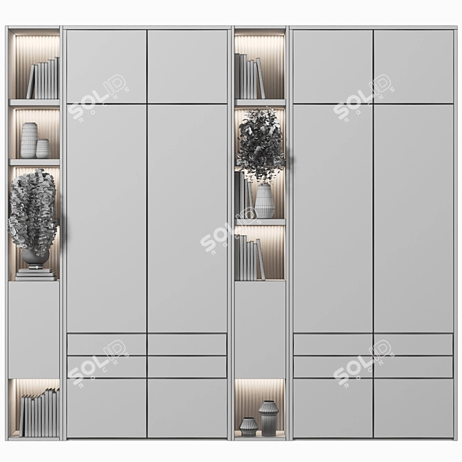 Contemporary Modular Wardrobe System 3D model image 4